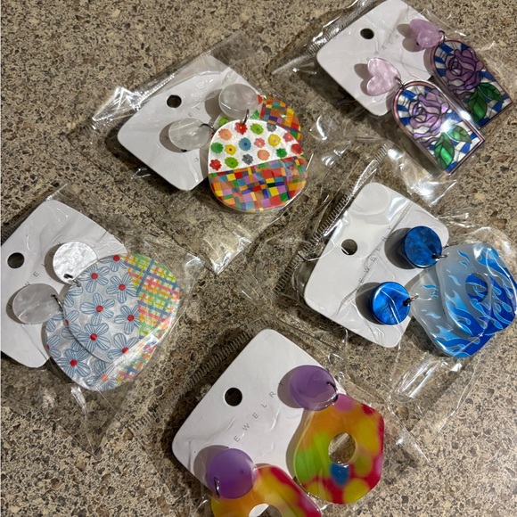 Colorful Patterned Earrings Set - Picture 1 of 1